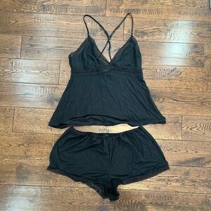 Victoria’s Secret Women's Black Lace Trim Modal Sleepwear Set, Large, Very Soft
